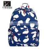 China Suppliers Wholesale Whale Pattern Print Backpack Girls School Backpack Quality Choice
