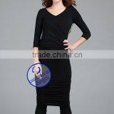 Custom Wholesale Plain Black V-neck Maternity Dresses thumbnail-3