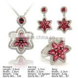 [ SZQ-0159 ] Beautiful 925 Sterling Silver Set with Red CZ Stones