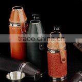 Cylindrical Shape and Suture and Leather Wrapped Bottle and 2 Glasses thumbnail-5