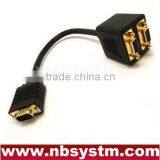 2 Monitor to 1 pc VGA Y Splitter Cable Molded
