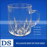 High quality transparent carved glass beer mugs with handle