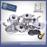 21 pcs gas 0.5mm Thickness temperature kob stainless steel cookware set CYTG21-36-4