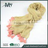 100% Viscose Lady Scarf Women Contrast Color Tassels Lace Scarf thumbnail-5