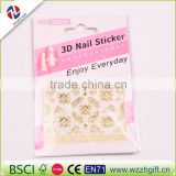New Gold 3D Nail Stickers,Metallic Mix Designs Flowers Nail Decal,Beauty Creative Nail Art Decoration