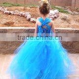Blue Ruffles Organza Skirt Lace Up Back Custom Flower Girl Dress FGZ27 Cinderella Dresses For Girls thumbnail-2