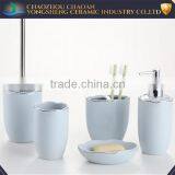 Chaozhou Ceramic Factory Blue Silver Decal 5 Pcs Stoneware Bathroom Set thumbnail-1
