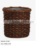 Round Willow Basket For Trash With Liner thumbnail-1