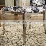 Painting Fabric Cover Mirror Silver Stainless Steel Dining Chair thumbnail-4