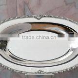 Silver Plated Oval Dish Tray With Handles , Decorative Food Tray, Airlines Tray, Arabic Metal Trays, Party Trays, Wedding Tray thumbnail-1