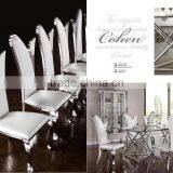 Hot Seller Glass Top Stainless Steel Base Dining Table and Chair thumbnail-2