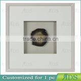Solid Wood Shadow Box Frames With A Light Gray Wash and Encasing Slabs Of Colorful Agate Stone Under Glass thumbnail-2