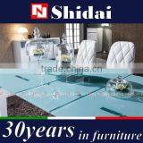 Contemporary White Frosted Glass Extendable Dining Room Set A-32 thumbnail-2