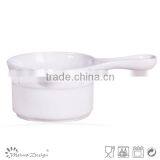 Jumbo White Embossed Ceramic Soup Spoon