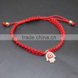 Rhinestone Hamsa Hand Charm Handwoven Cord Bracelet Friendship Bracelet thumbnail-2