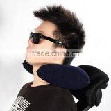 Portable Folding Travel Air Pillow Inflatable U Shape Neck Blow Up Cushion PVC Flocking Outdoor Office Plane Hotel Hot thumbnail-1