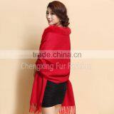CX-B-P-41C Fur Decora Fashion Women Plain Cashmere Pashmina Scarfs thumbnail-6