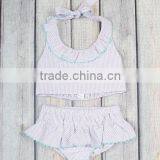 Wholesale Grils Monogrammed Seersucker Swimsuit Embroidered Baby Swimwear thumbnail-2