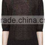 Half Sleeve Black Men Winter Cashmere Pullover Fashionable Sweaters for Man thumbnail-1