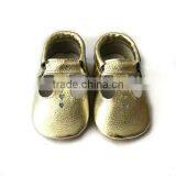 Gold Hollow-out Mary Jane Baby Rubber Sole Moccasin Shoes thumbnail-1