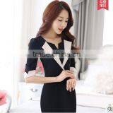 Wholesale Fashion Spring Knee Length 3/4 Sleeve Latest Women Formal Office Dresses thumbnail-3