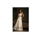 a line wedding dress strapless chapel train satin ivory