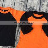 2017 New 100% Cotton Halloween Orange Black Boys Ragln t Shirt Children Icing Ruffle Raglan Holiday Tops thumbnail-2