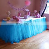 China Factory Wholesale Light Blue Tulle Wedding Hawaiian Table Skirt