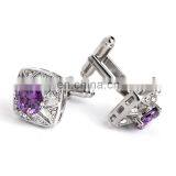 Mens Shirt Cufflinks Purple Crystal Wedding Cufflinks thumbnail-4
