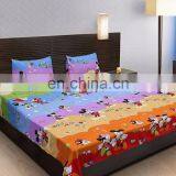 Multicolor Cartoon Double Bedsheet With 2 Pillow Covers