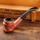 150mm Length Wooden Resin Short Tobacco Pipe With Small Old Man's Head for Smoking thumbnail-3