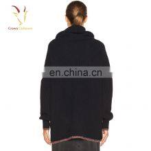 Short Front Long Back Fashional Ladies Black Oversized Knit Pullover Sweater thumbnail-4