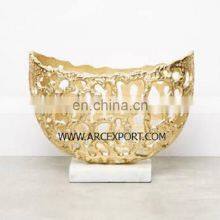 Gold Plated Bowl With Marble Base thumbnail-1