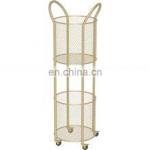 Modern Elegant Two-tier Storage Rack Utility Home Kitchen Black White Gold Bathroom Storage Rack With Wheels and Holder