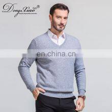 Wholesale 100% Merino Wool Men's V-Neck Pullover Sweater Custom Logo Loose Fit for Spring thumbnail-5
