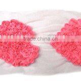 Fashion Heart Rosette Flower Trimming Lace, Chiffon Flower Trimming in Heart Shape thumbnail-2