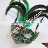Green Cock Feather Mask Face Snake Skin Decoration thumbnail-2