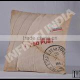 Vintage French Designer Canvas Cushion, Vintage Cushion thumbnail-1