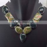 Blood Stone, Unakite Necklace Plated 925 Sterling Silver 86 Gms 18-20 Inches thumbnail-1