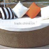 Round Outdoor Furniture Double Wicker Woven Poly Resin Rattan Bed thumbnail-1