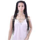 30" Japanese Fiber Micro Pre Braided 3x Box Braids Large African American Synthetic Lace Front Braided Wigs thumbnail-3