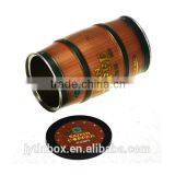 China Supplier Exquisite Safety Barrel Shape Coffee Packing Tin Box Wholesale Promotional Metal Coffee Tin Barrel Shaped Quality Choice