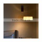 0814-28 Red Black Fabric Wrapped Shade Pleated Plexiglass Wall Light thumbnail-4