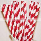 Red Striped Beverage Paper Straws for Party Decoration