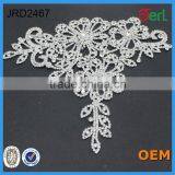 Hot Sale Silver Rhinestone Beaded Bridal Lace Trim for Dresses
