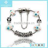 925 Sterling Silver Ceramic Beads DIY PEACE Alphabet Letter Bracelet