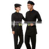 Hotel Chef Kitchen Bar Restaurant Waiter and Waitress Dark Green Shirts and Black Pants Work Uniform thumbnail-3