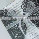 2016 White And Black Laser Cut Wedding Invitations Card For Party Supply Free Printing Hollow Ribbon Bow ML279 thumbnail-1