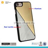 Real marble aluminum and pc hard phone case for iphone 7 case