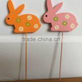 Promotion Design Good Quality Popular Easter Decoration Wooden Rabbit Picks Stick Decoration thumbnail-3